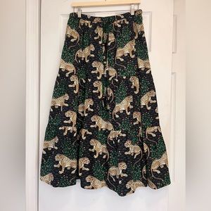 RARE Printfresh Tiered Midi Skirt in Bagheera Ink